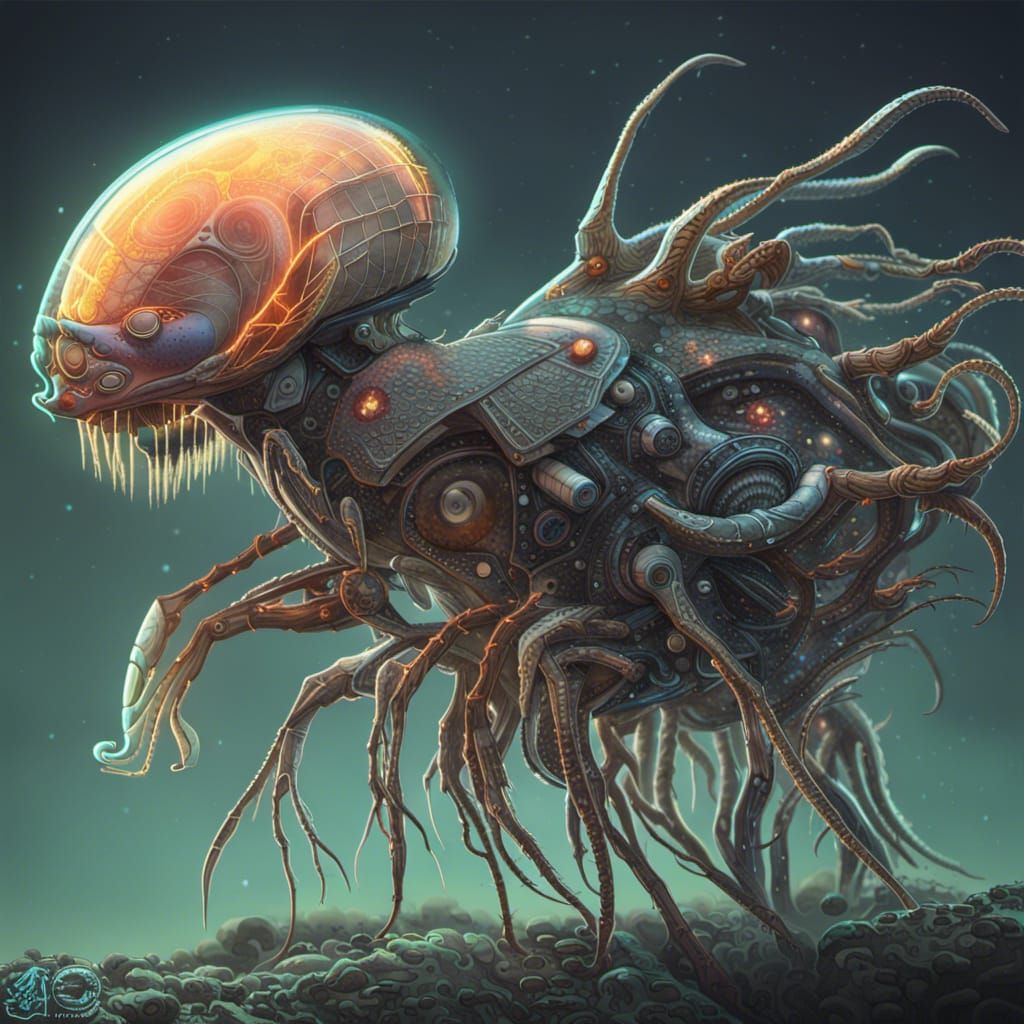 Intricate Sci-Fi Alien Zoology in Neon Colors