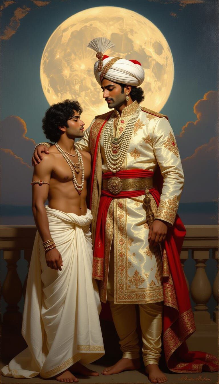 Mughal Prince's Forbidden Love: A Neoclassical Painting