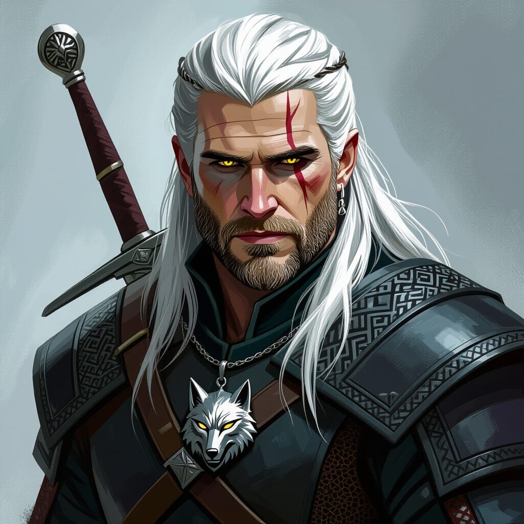 Liam Hemsworth as Geralt in Dark Fantasy Style