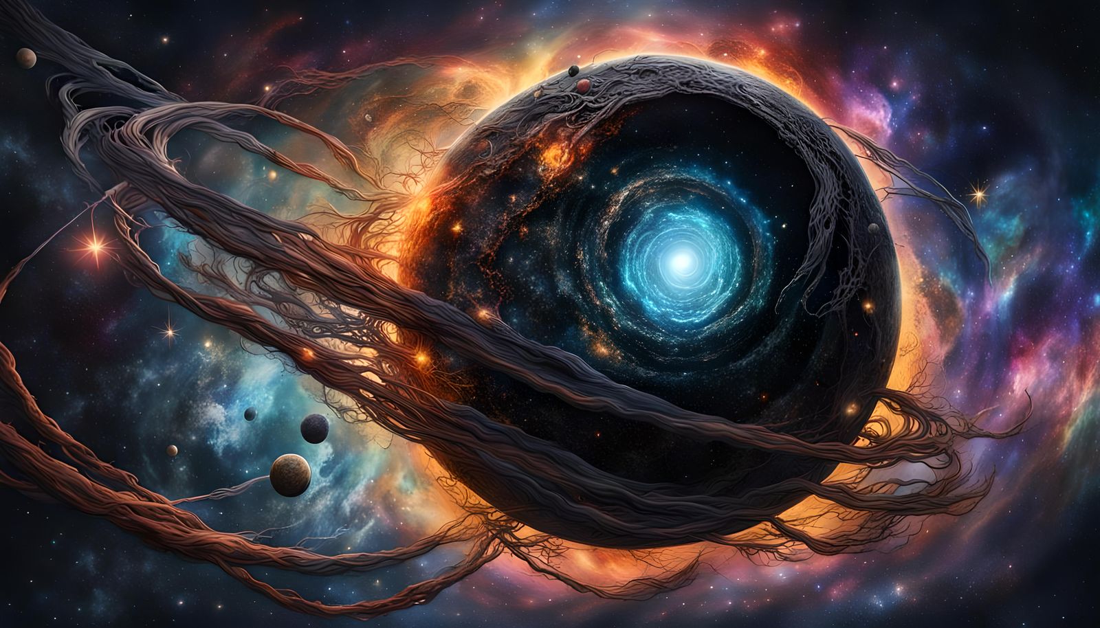 Nebula with Black Hole as Digital Watercolour