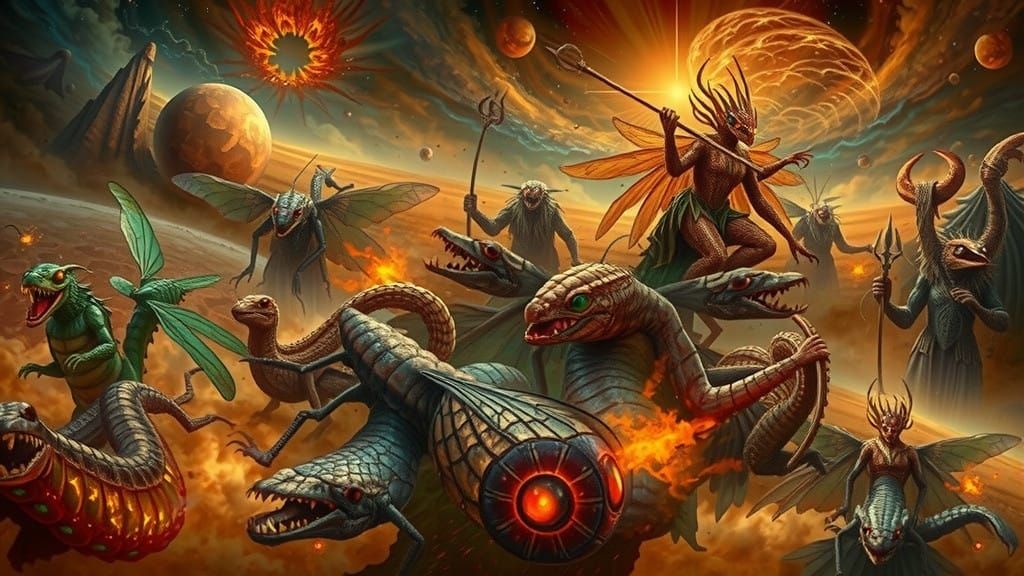 Celestial Gods in Epic Cosmic Clash