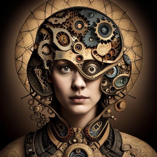 Steampunk Clockwork Woman Portrait