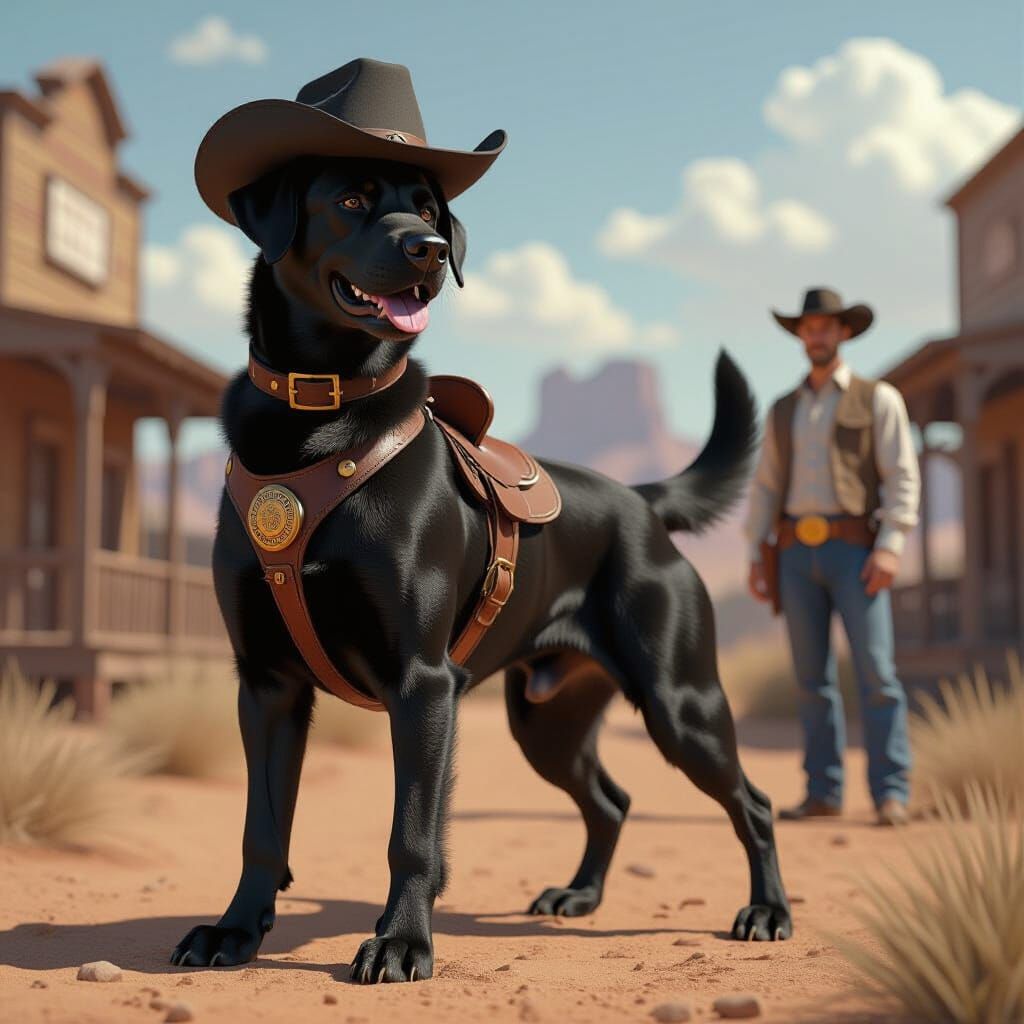 Four Footiest Cowboy Dog in Steampunk Old West