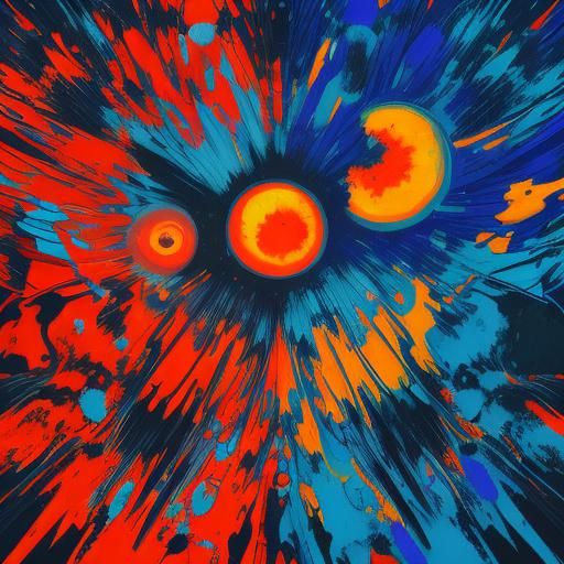 Mecha Battle in Surrealist Pop Art Style