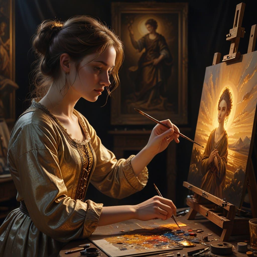 Painter vs AI: Artistry in Dramatic Studio Lighting