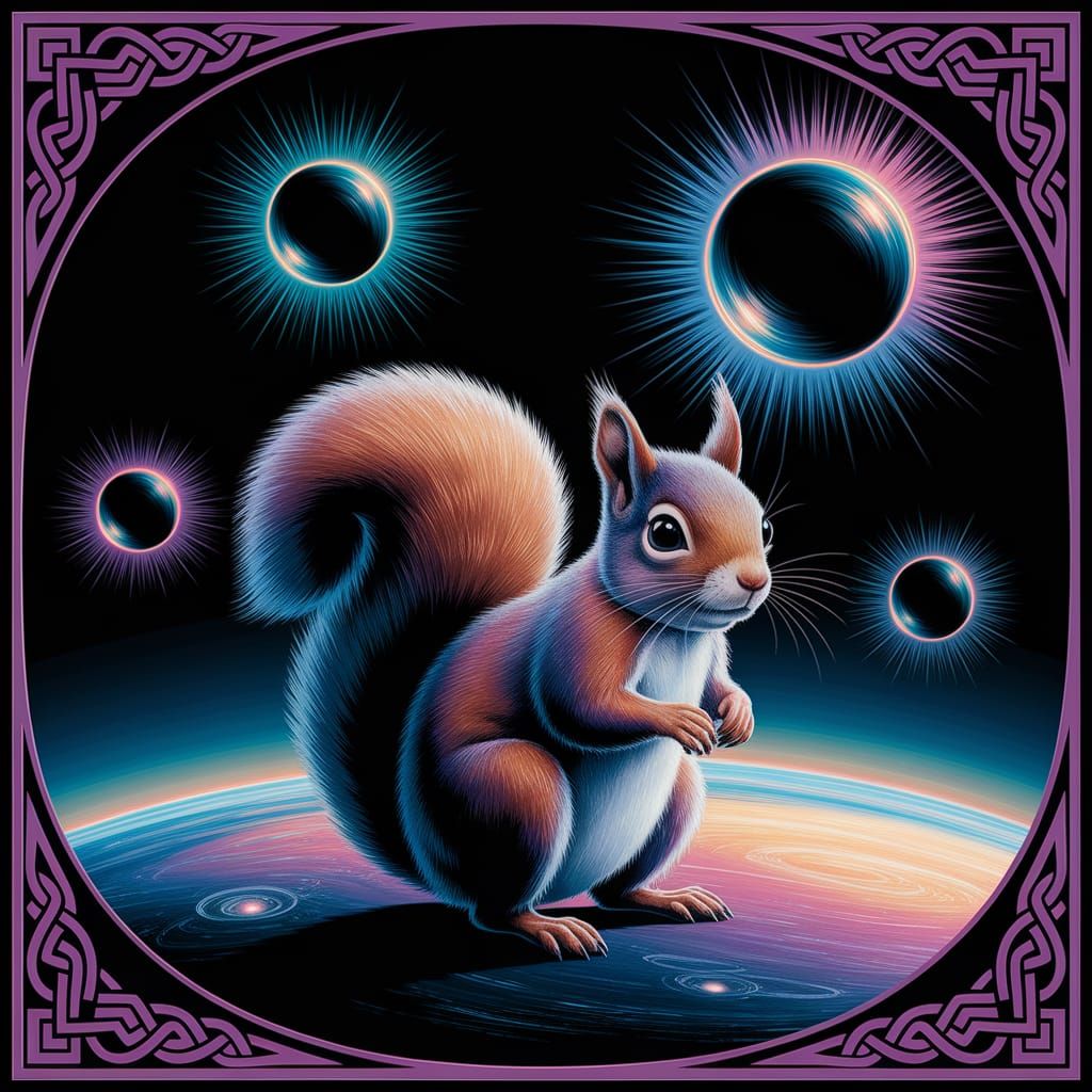 Pre-Raphaelite Squirrel in Exploding Starscape