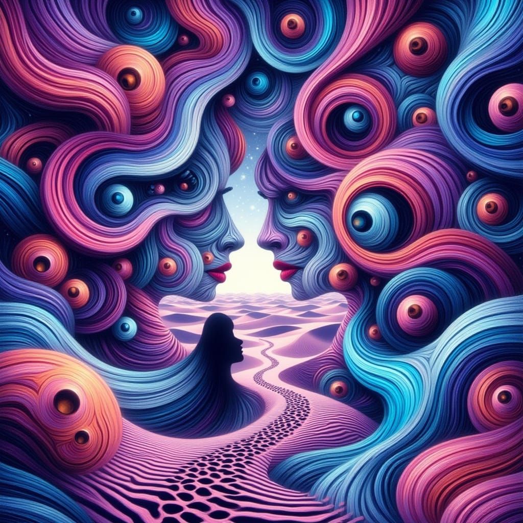 Surreal Dreamscapes with Swirling Irises and Kaleidoscope La...