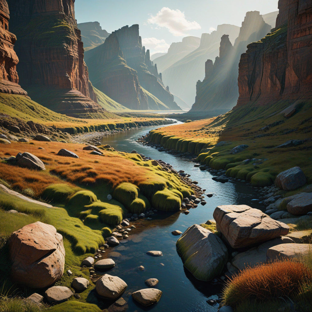 Vast Ancient Canyon Landscape in Earthy Tones