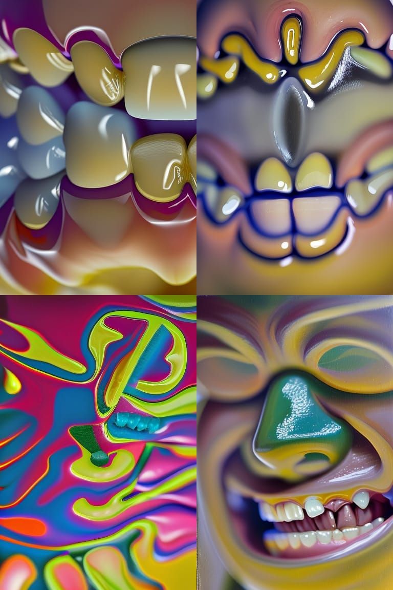 Detailed Oil Painting of Teeth with Bokeh