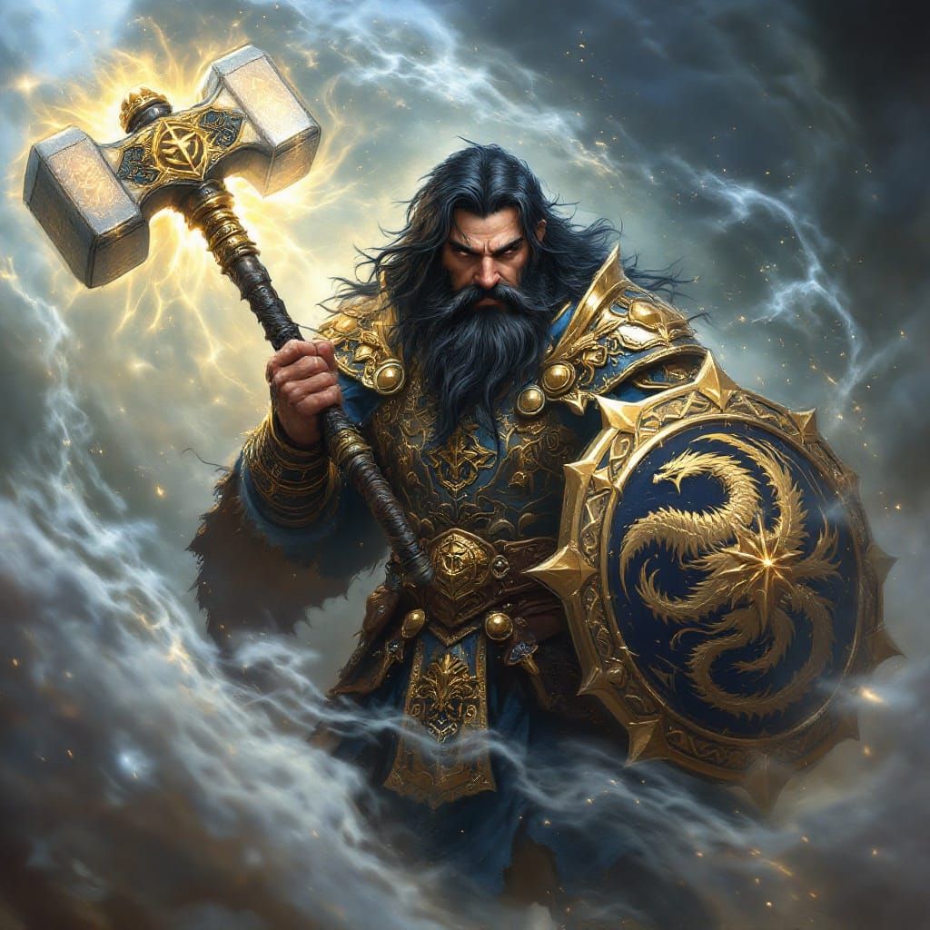 Dwarf Cleric of Tiamat in Ornate Dragon Armor