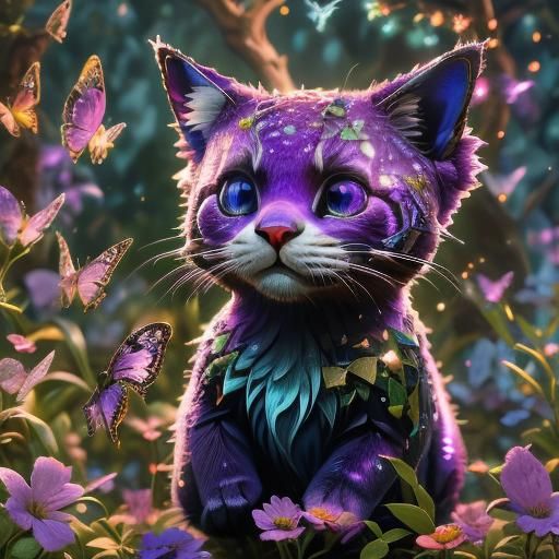 Fantastical Purple Cat Matte Painting