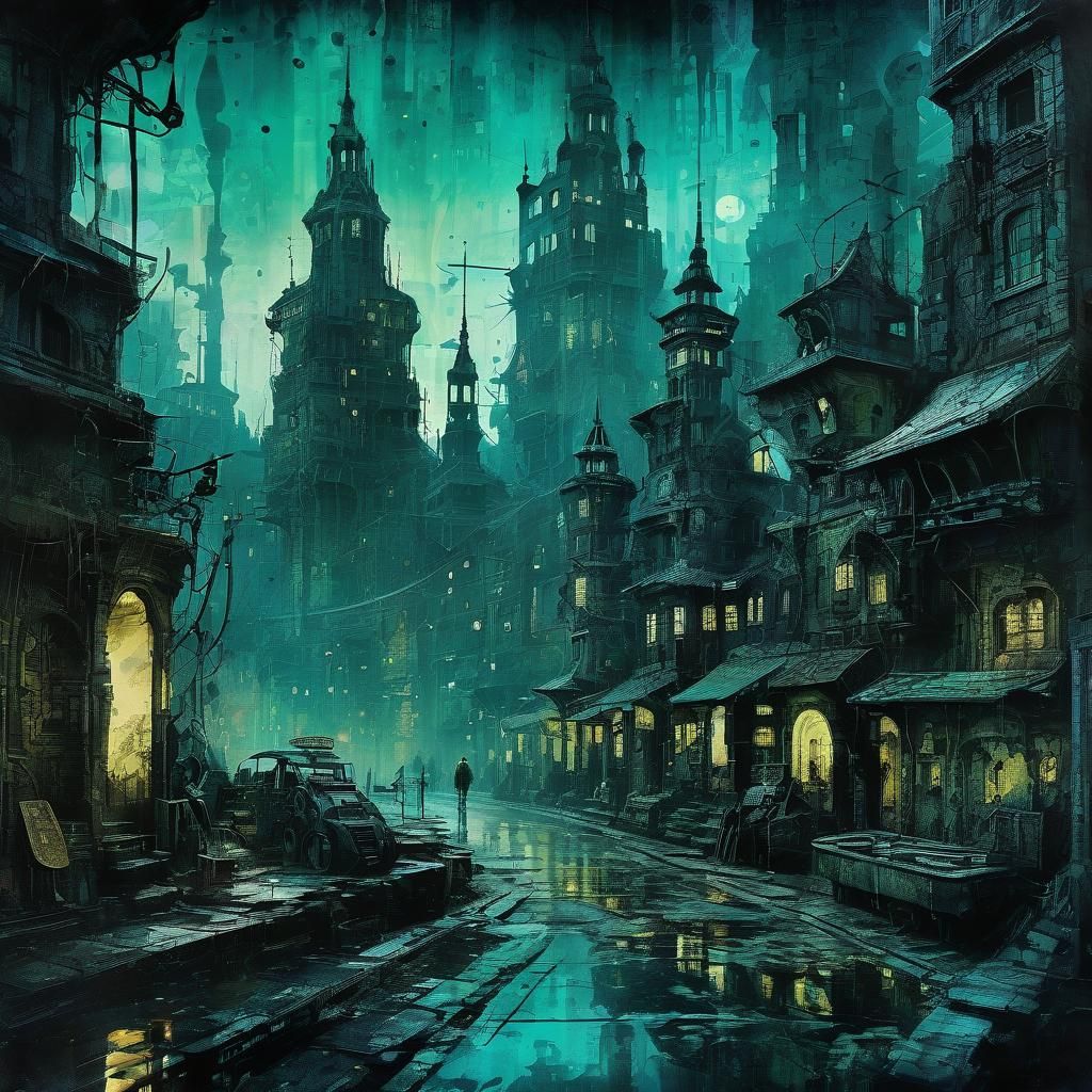 Surreal Metropolis in Postwar European Expressionism Style