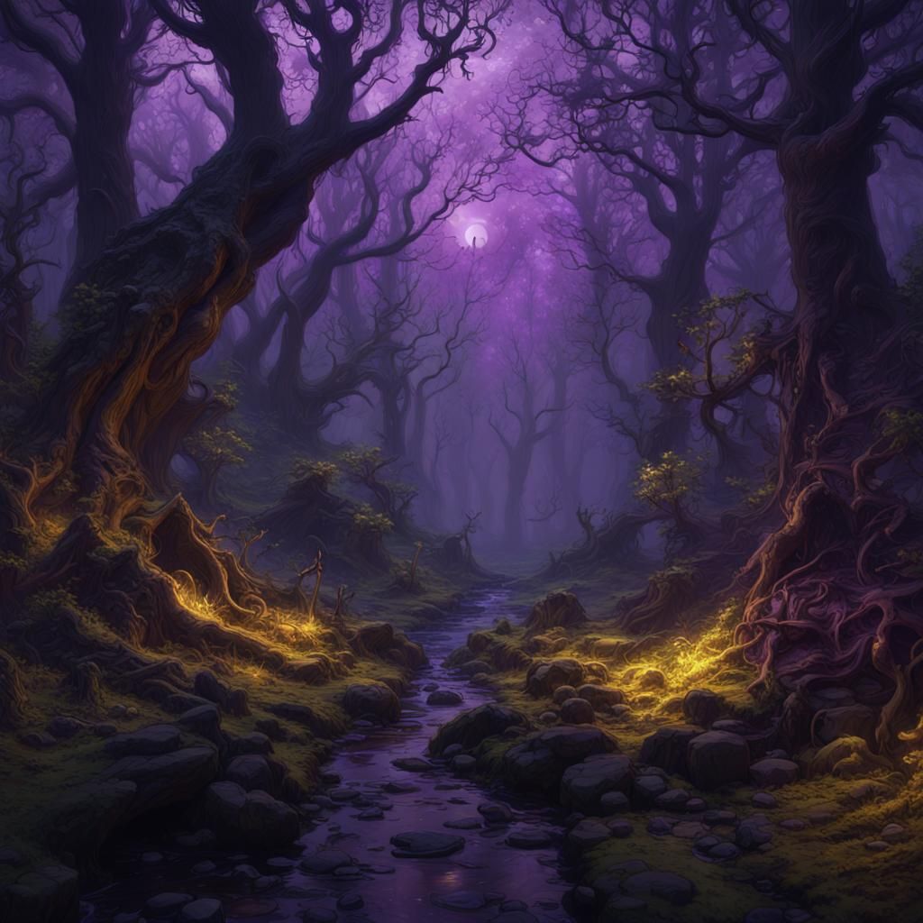 Winter Forest at Midnight: Dark Fantasy Concept Art