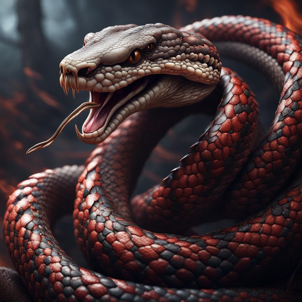 Demonic Rattlesnake Fantasy Concept Art
