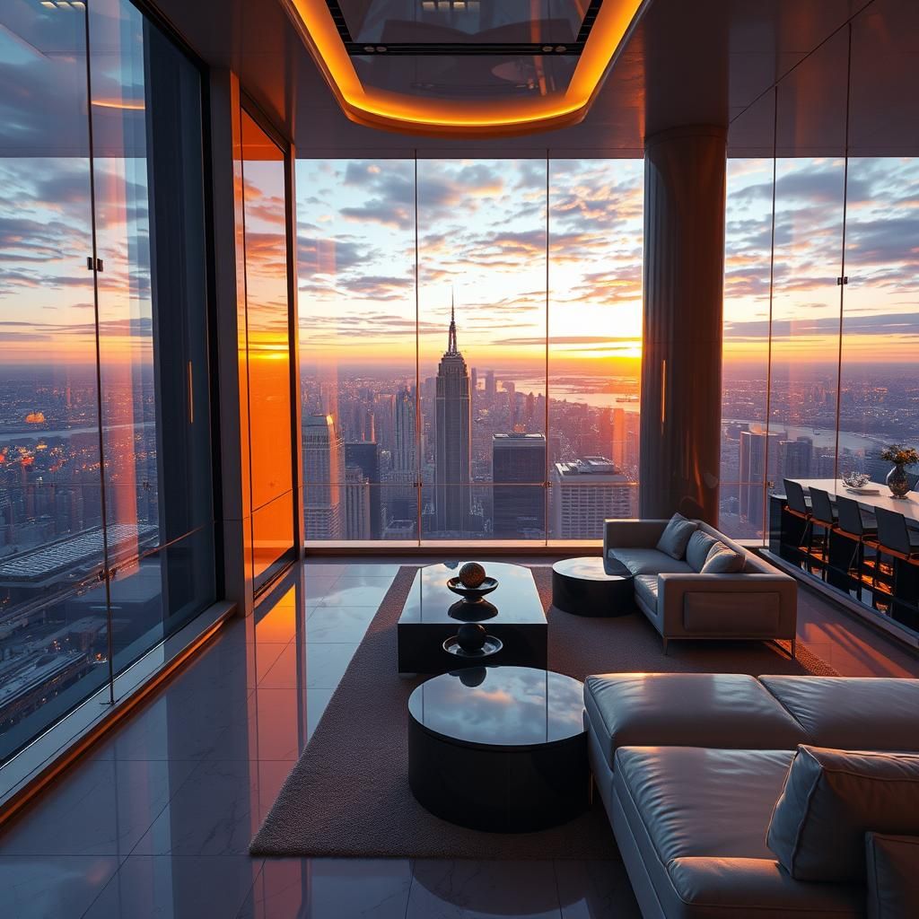 Futuristic Penthouse View in High-Tech Style