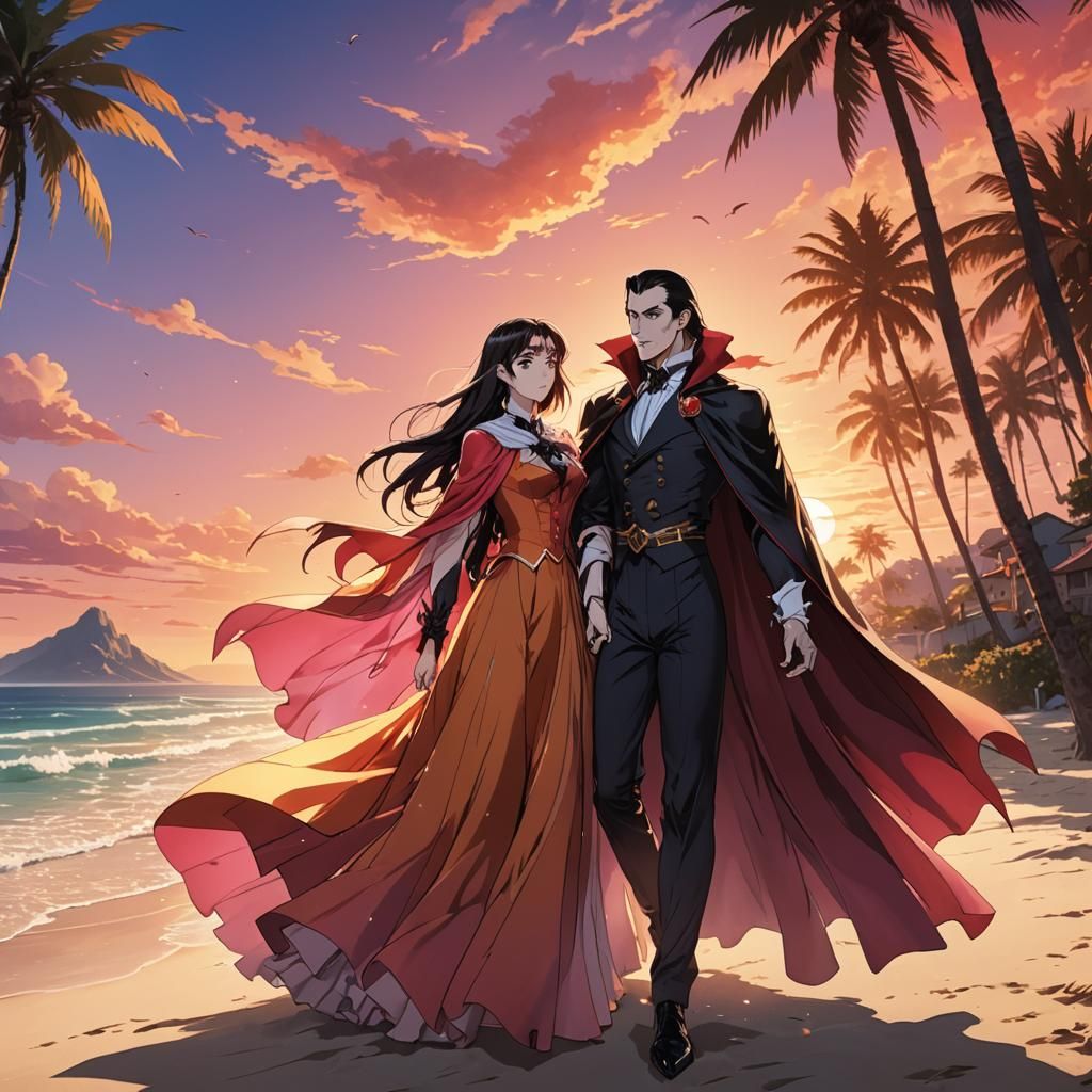 Dracula and Wife at Sunset: Anime Key Visual
