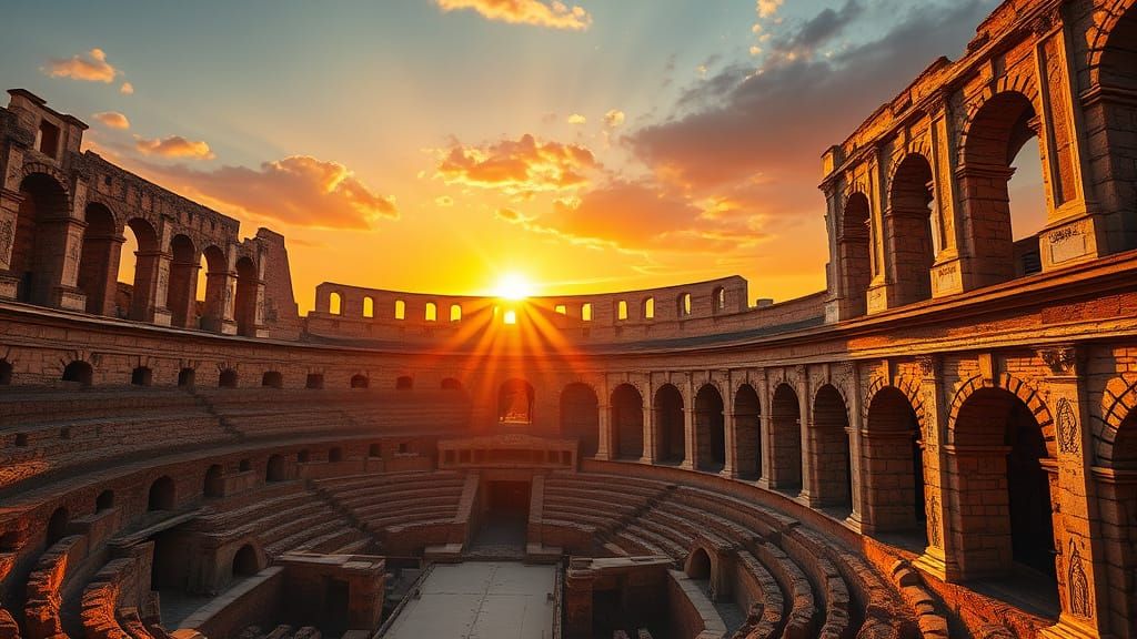 Colosseum at Sunset: Ancient Rome Amphitheater