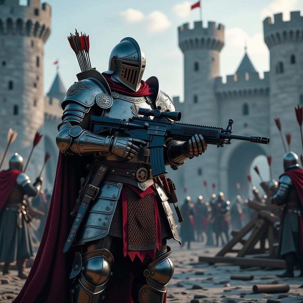 Armored Knight with Machine Gun