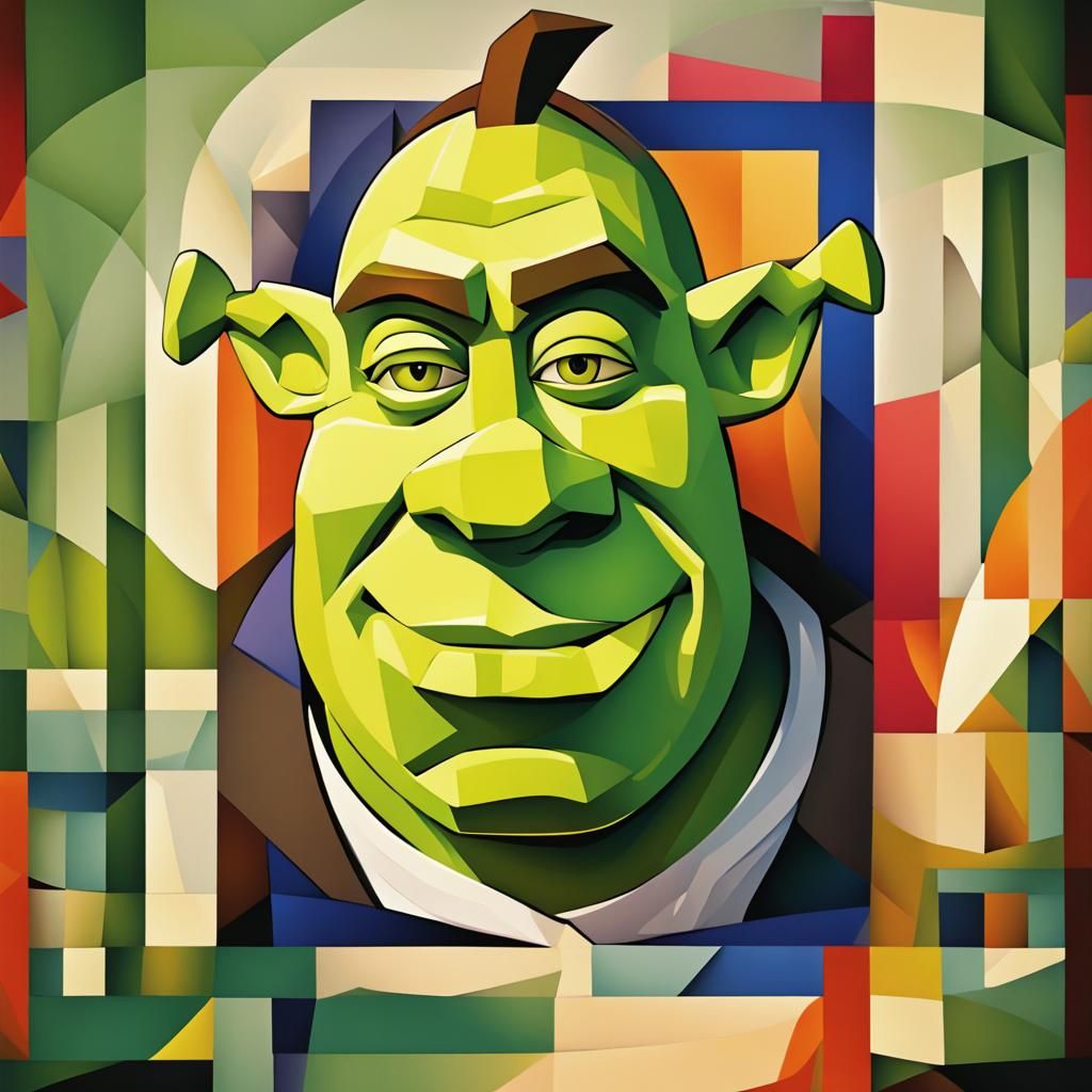 Shrek in Cubist Art Deco Style
