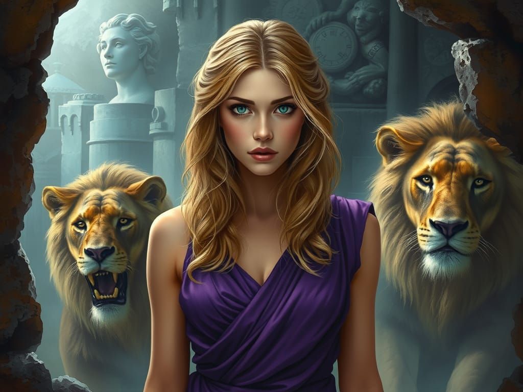 Royal Woman Trapped in Ancient Dungeon by Fierce Lion