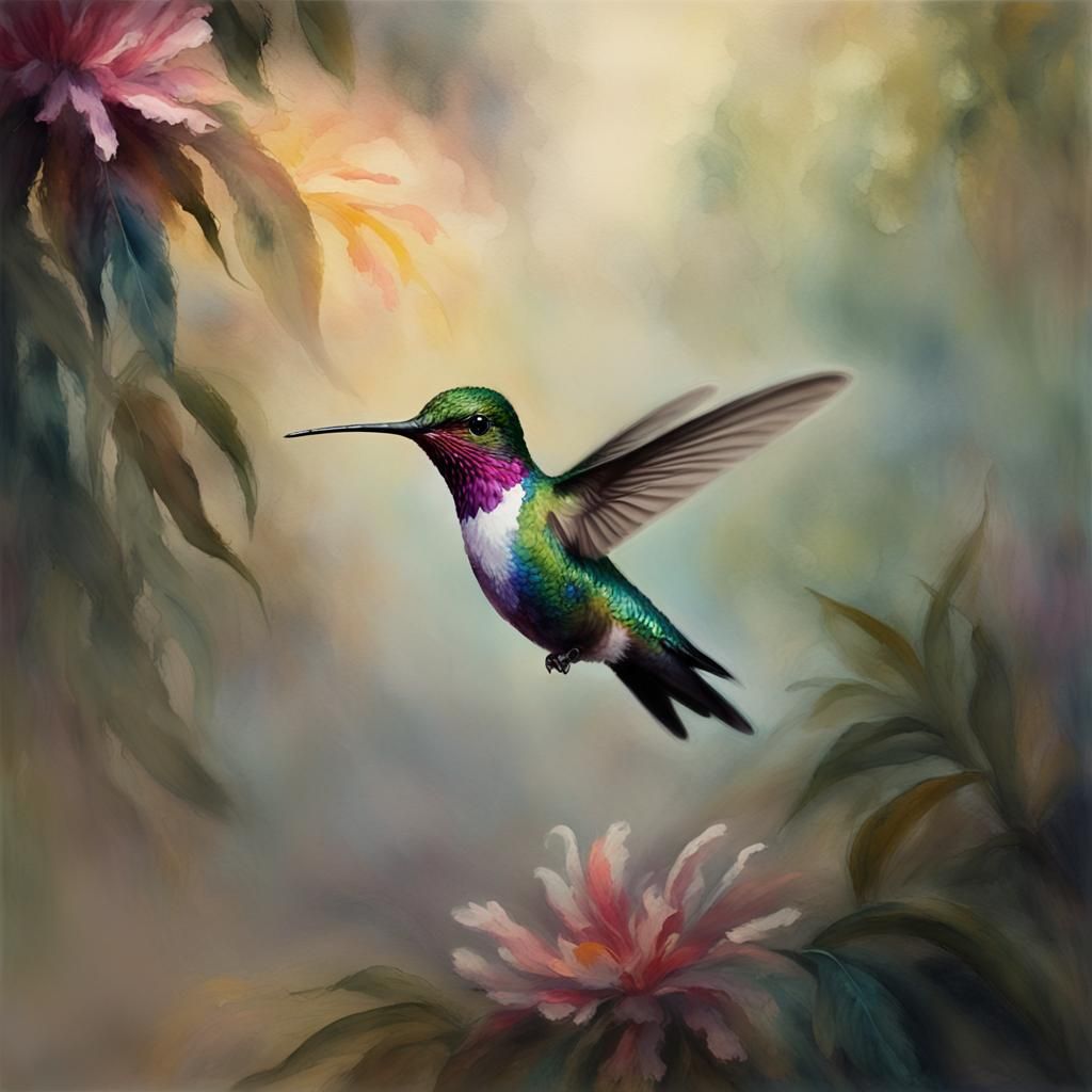 Ethereal Hummingbird in Tropical Radiance