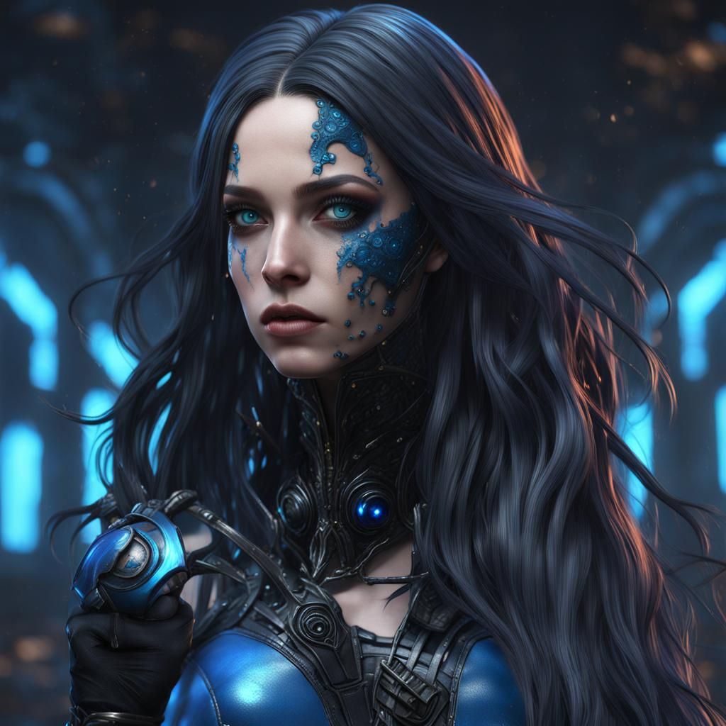 Mutant Girl in Latex: Detailed Fantasy Art