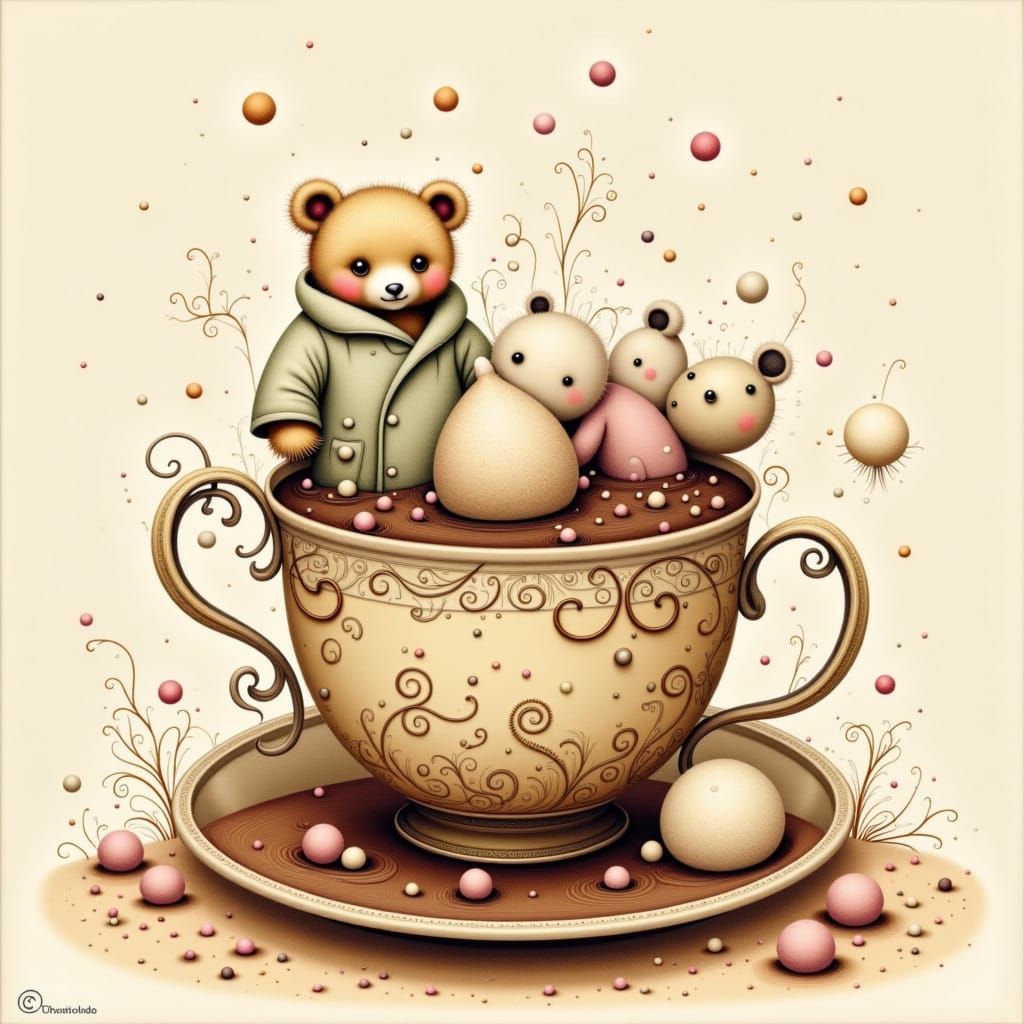 Marshmallow Bears Enjoying Chocolate Spa Day