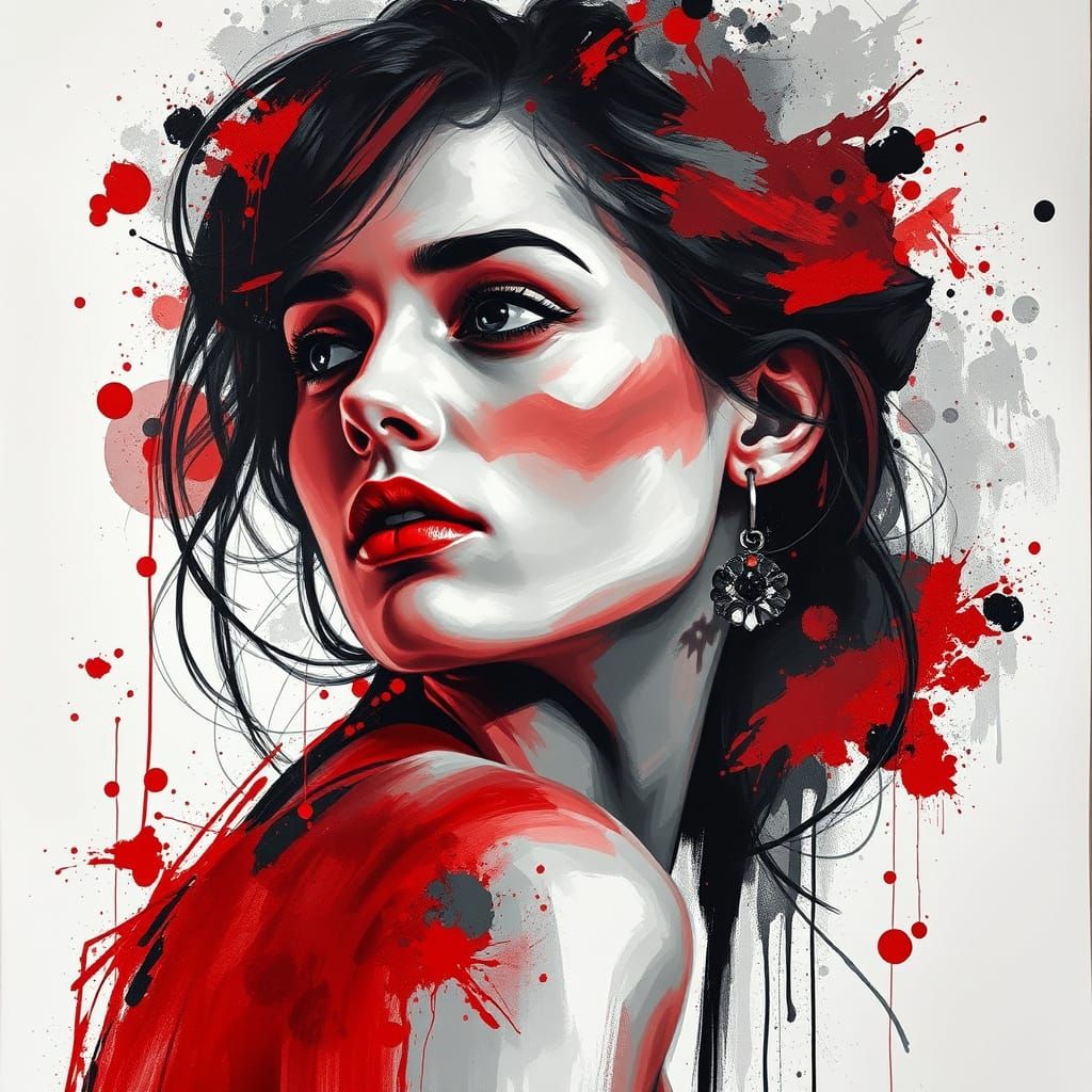 Woman in Splash Art Style Painting