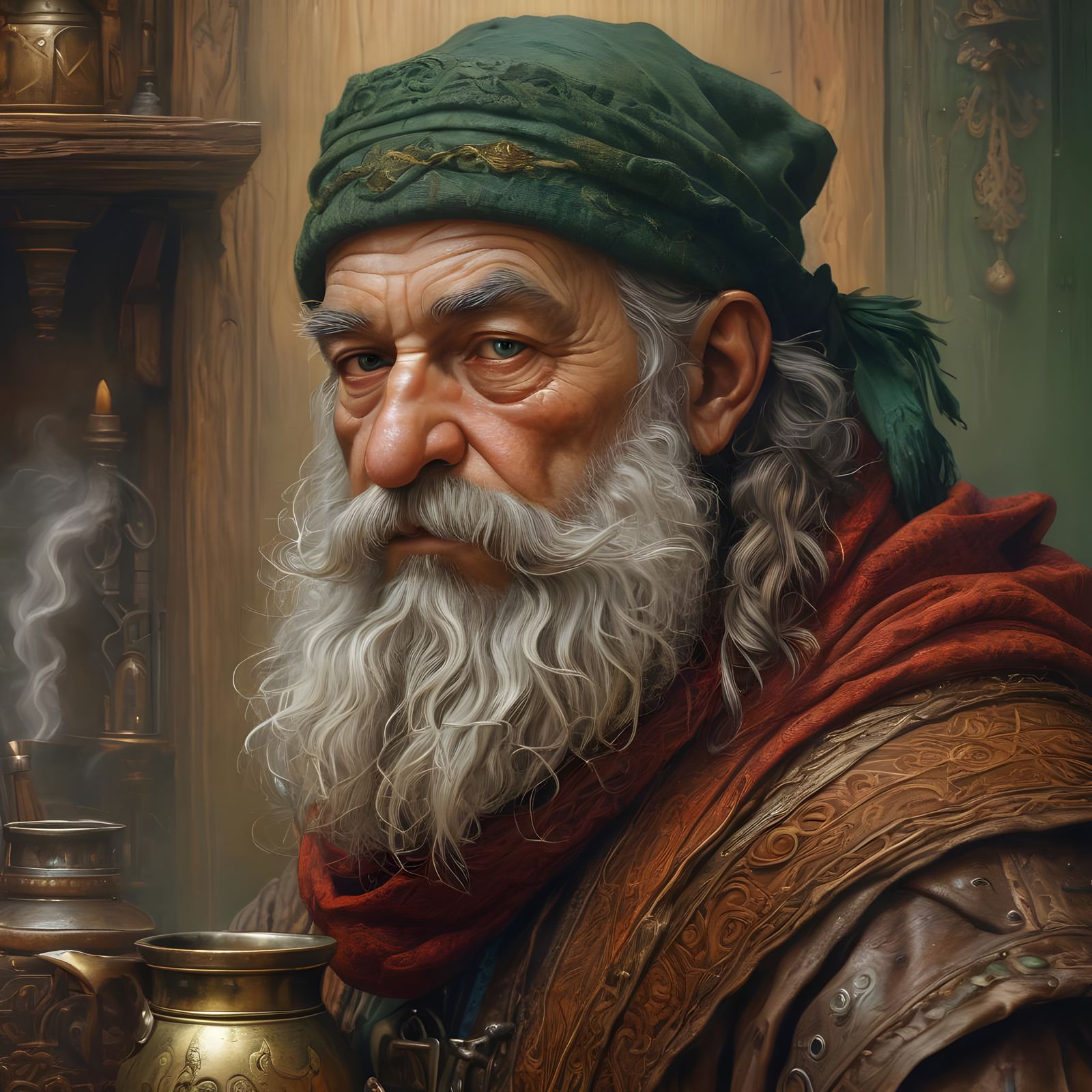 Dwarf Alchemist Portrait in Classic Art Style
