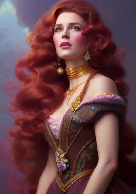Gorgeous Princess Belle Portrait in Digital Art Style