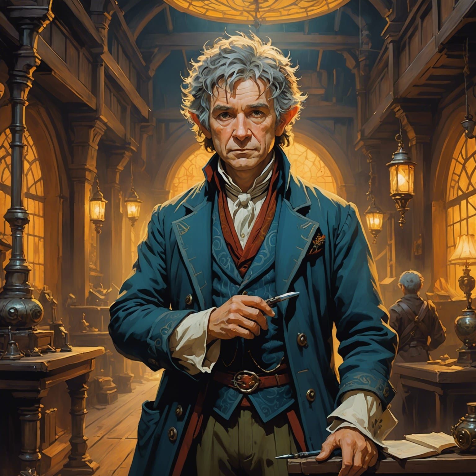 Bilbo Baggins in Cyberpunk Dojo, Anime Baroque Style