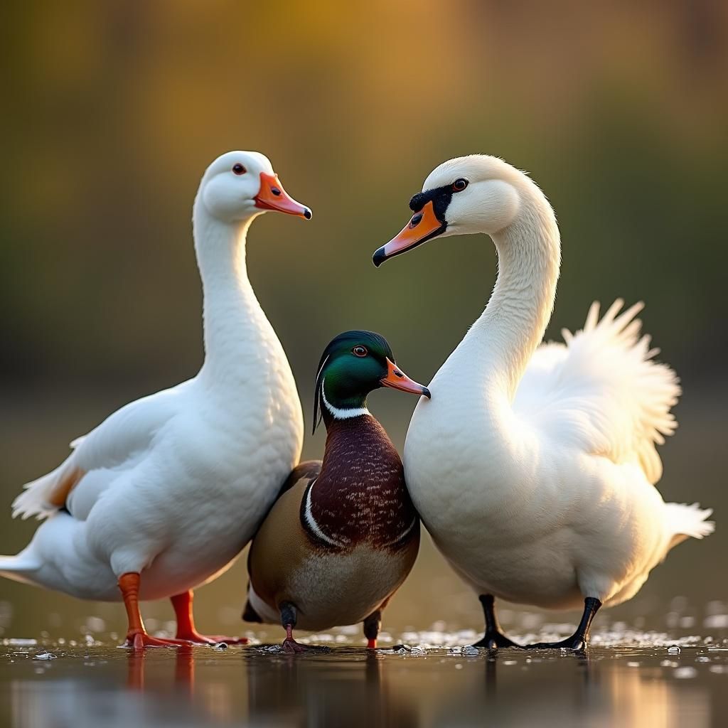 Majestic Waterbirds in Serene Wetland Landscape