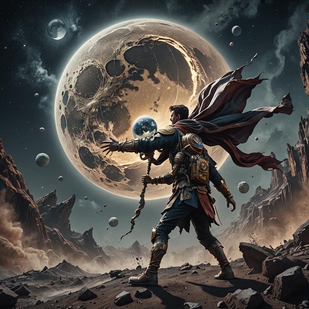Man Reaches for Moon: Fantasy Concept Art