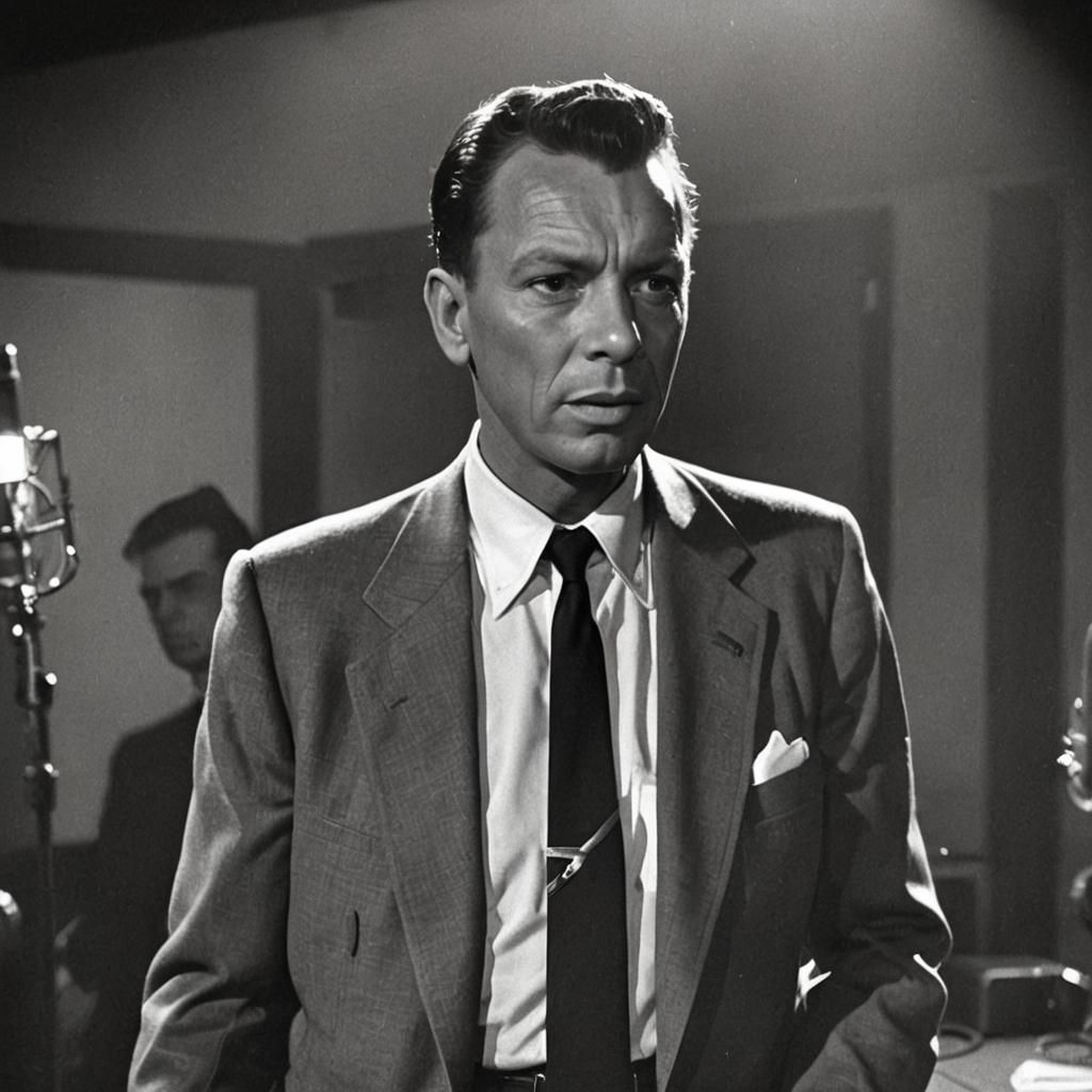 Frank Sinatra Backstage in Moody Film Noir