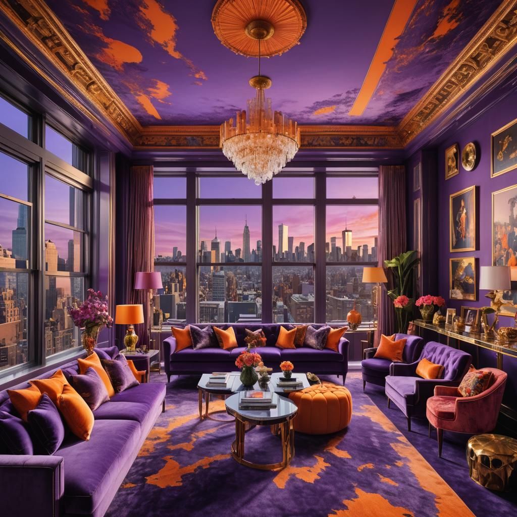Maximalist Penthouse Interior with City View