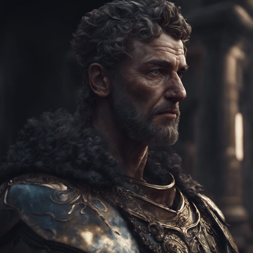 Roman Patrician Portrait in Dark Fantasy Style