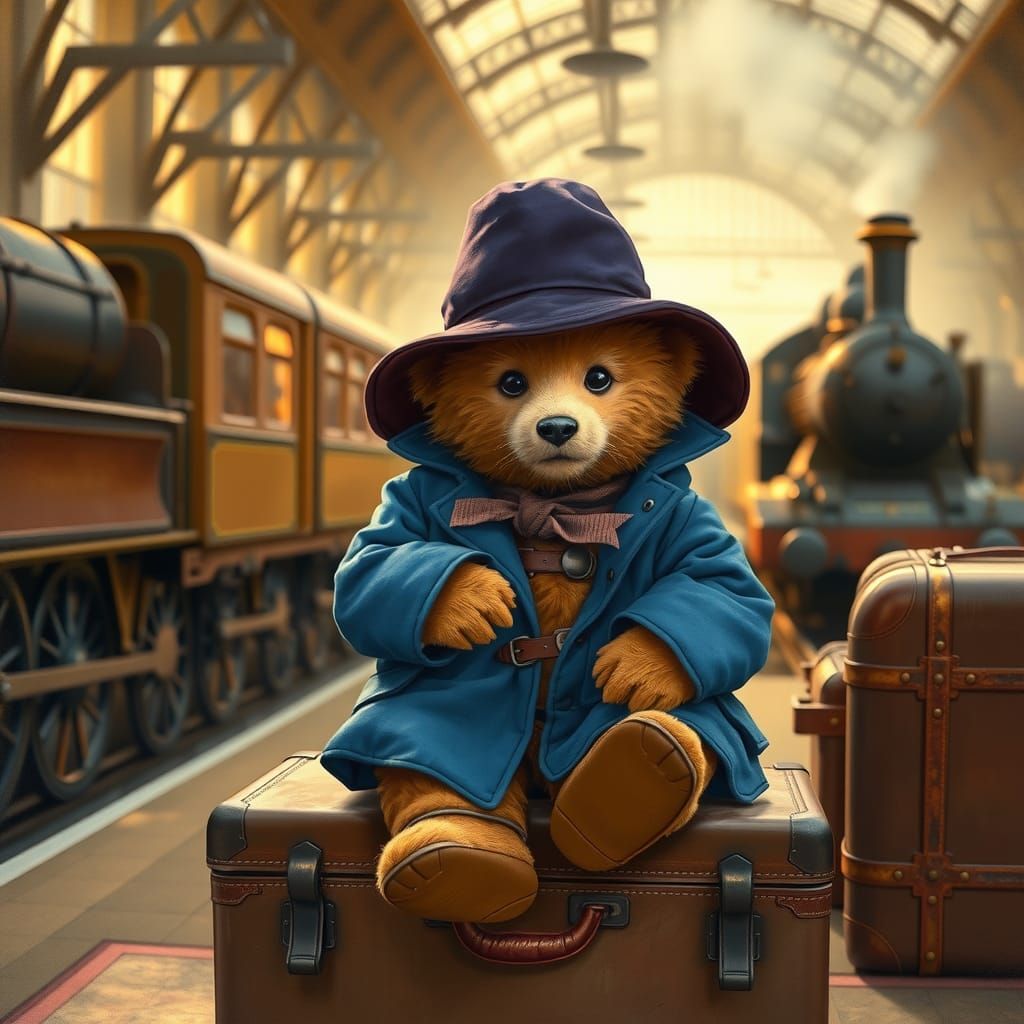 Paddington never looks more cute than when sitting at his own station