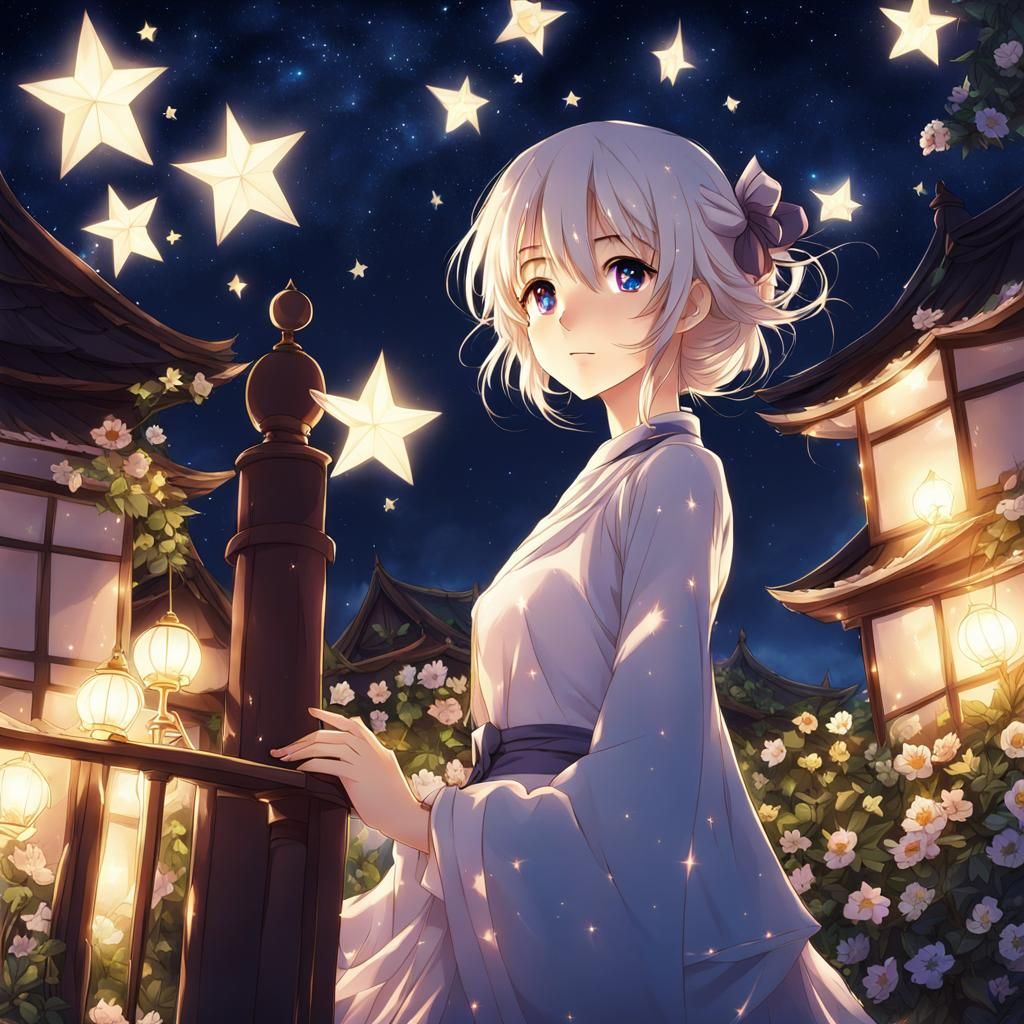 Pretty Stars in Anime Style Night Sky