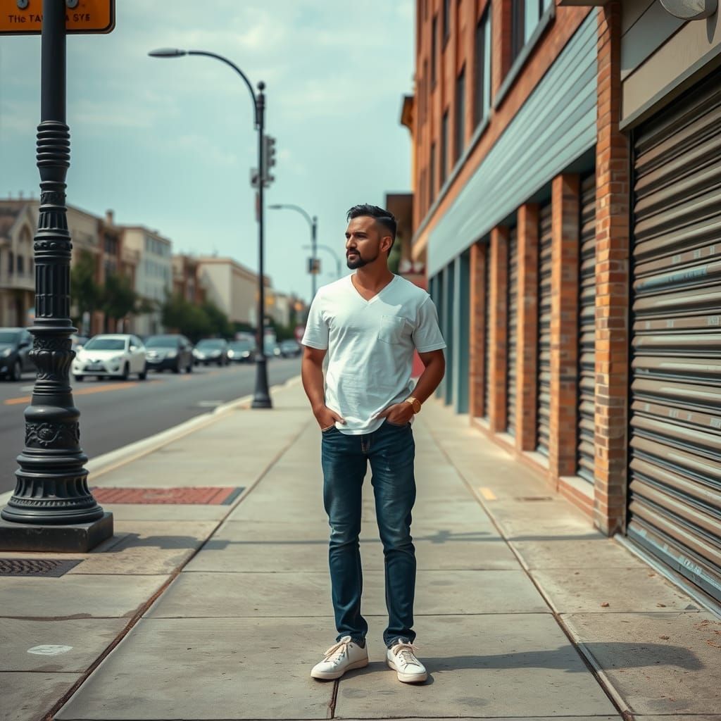 Man on Sidewalk: Stock Photo Aesthetic