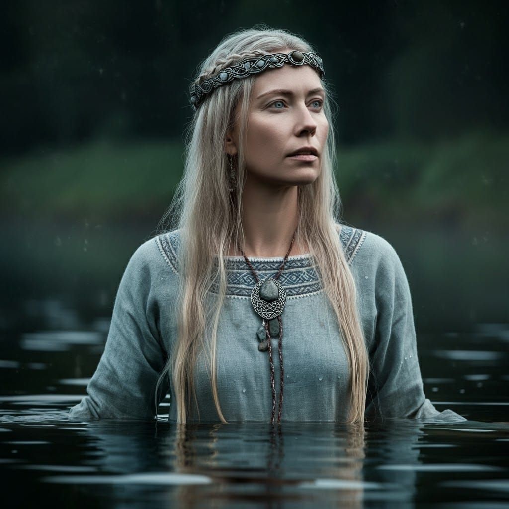 Lithuanian River Goddess in Dramatic Lighting