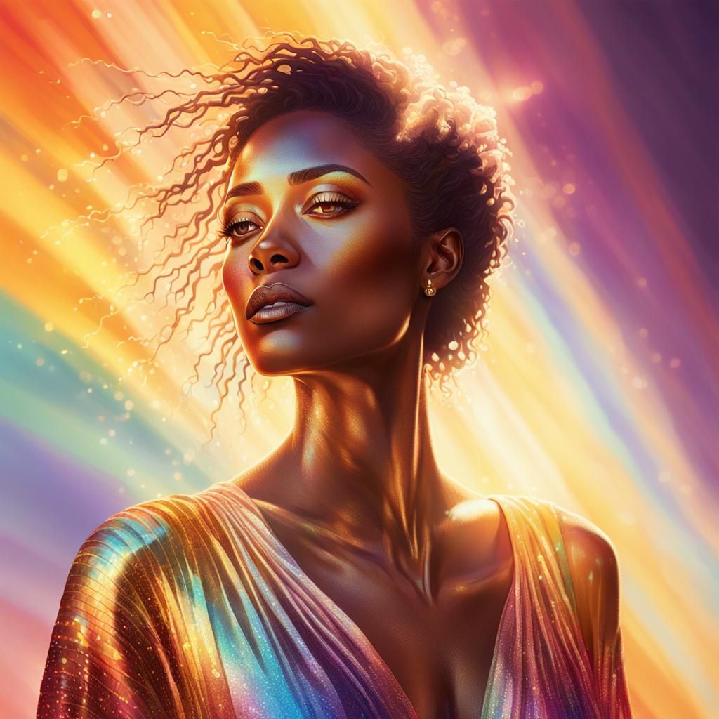 Sunlit Woman in Gradient Scene with Rembrandt Lighting