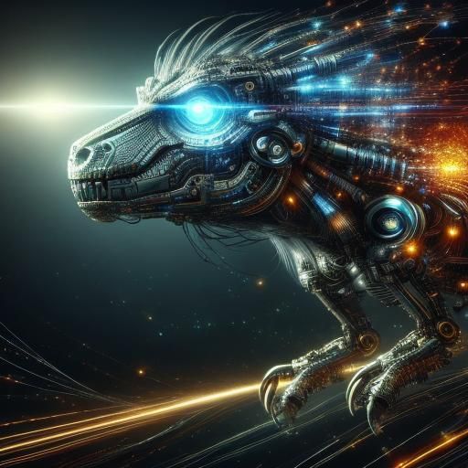 Bionic Robotic T-Rex in Futuristic Sci-Fi Style