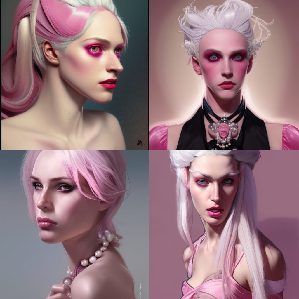 Crossdresser Portrait with Pink Corset, Hyperdetailed Concep...