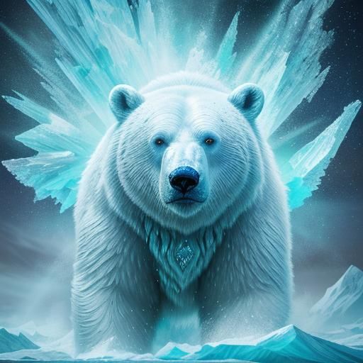 Polar Bear Encased in Crystalline Ice