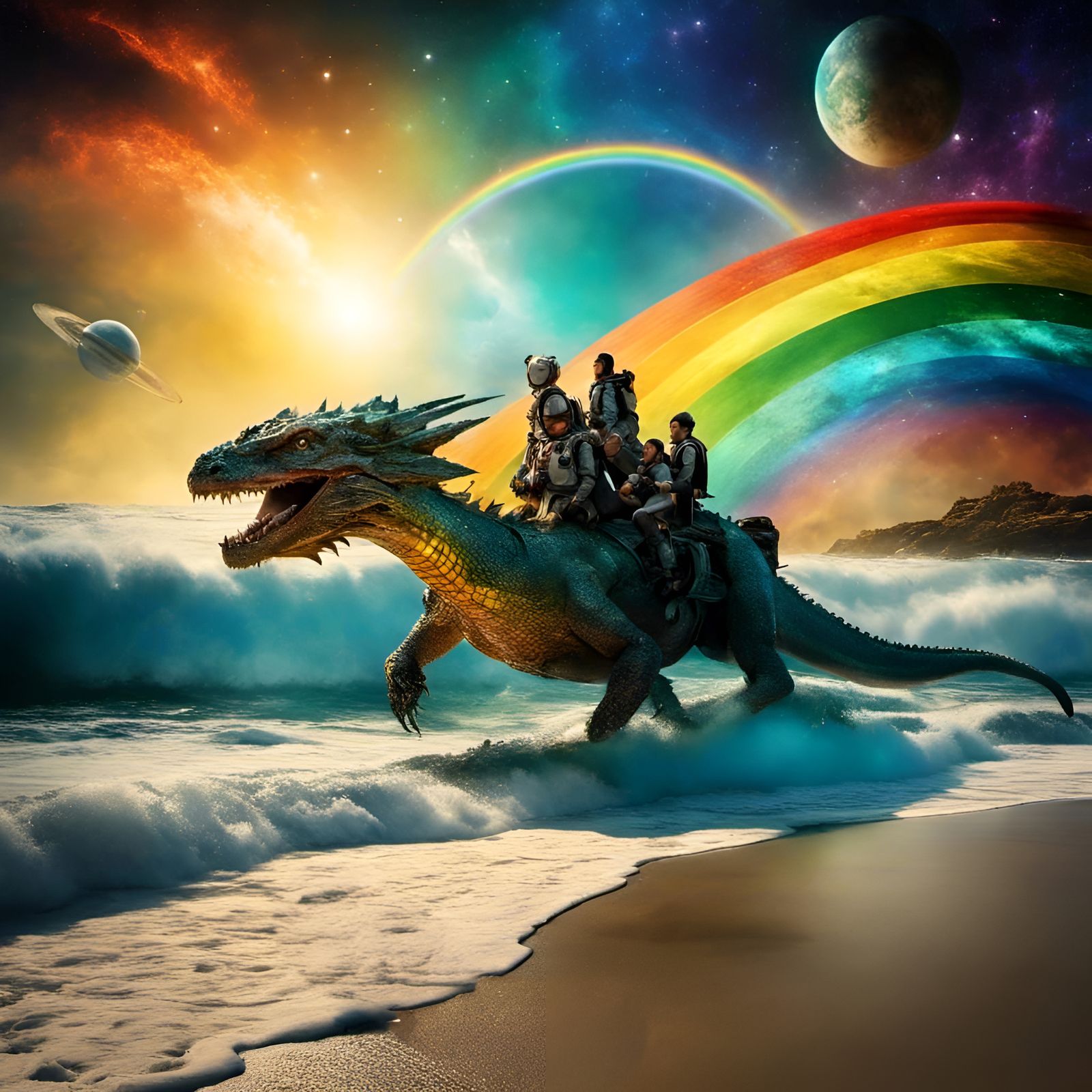Astronaut Family Rides Dragon on Exoplanet