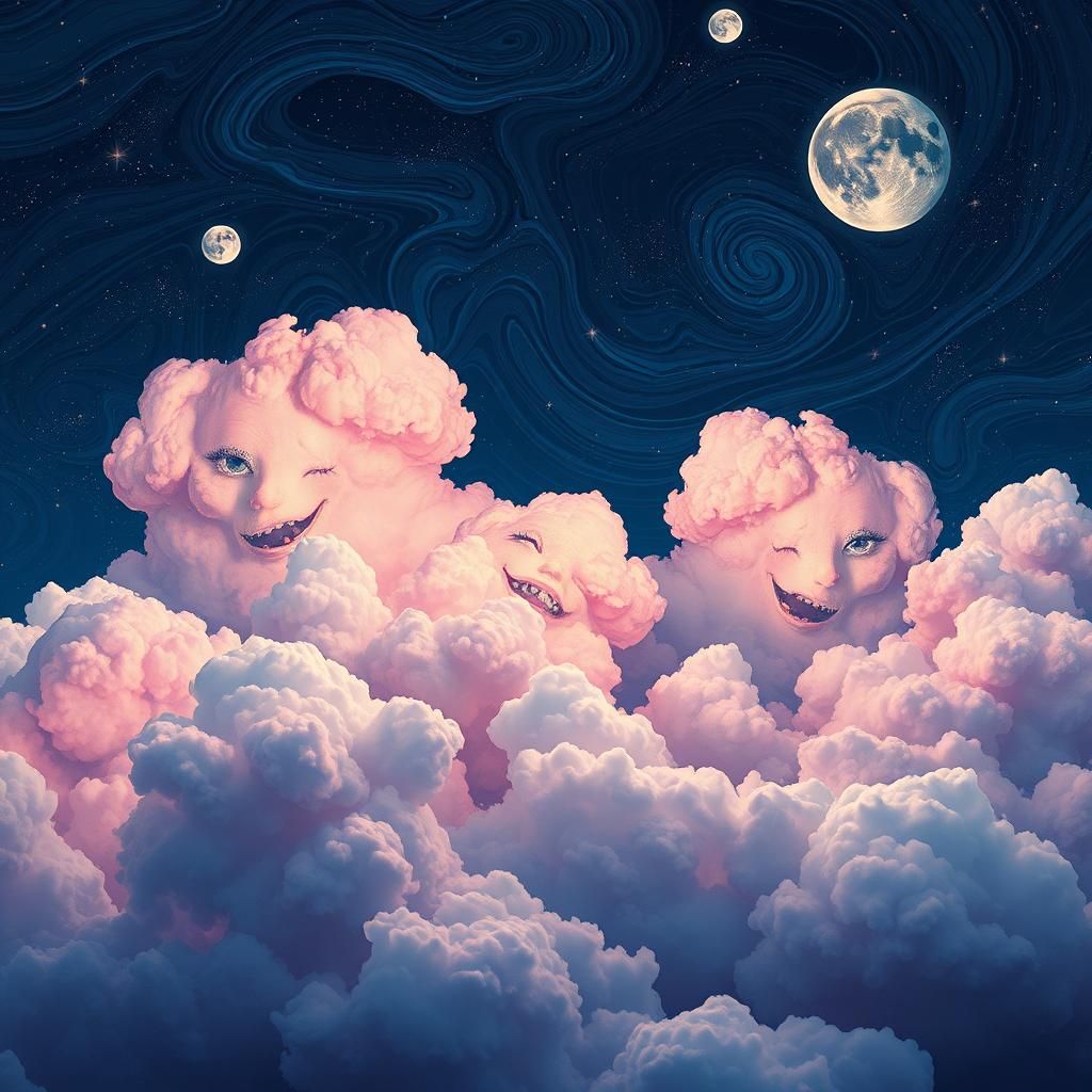Dreamlike Clouds Morph in Ukiyo-e Van Gogh Sky