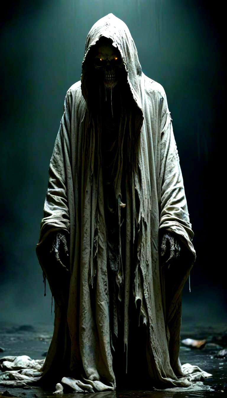 Haunting Spectral Figure in Oozing Shroud