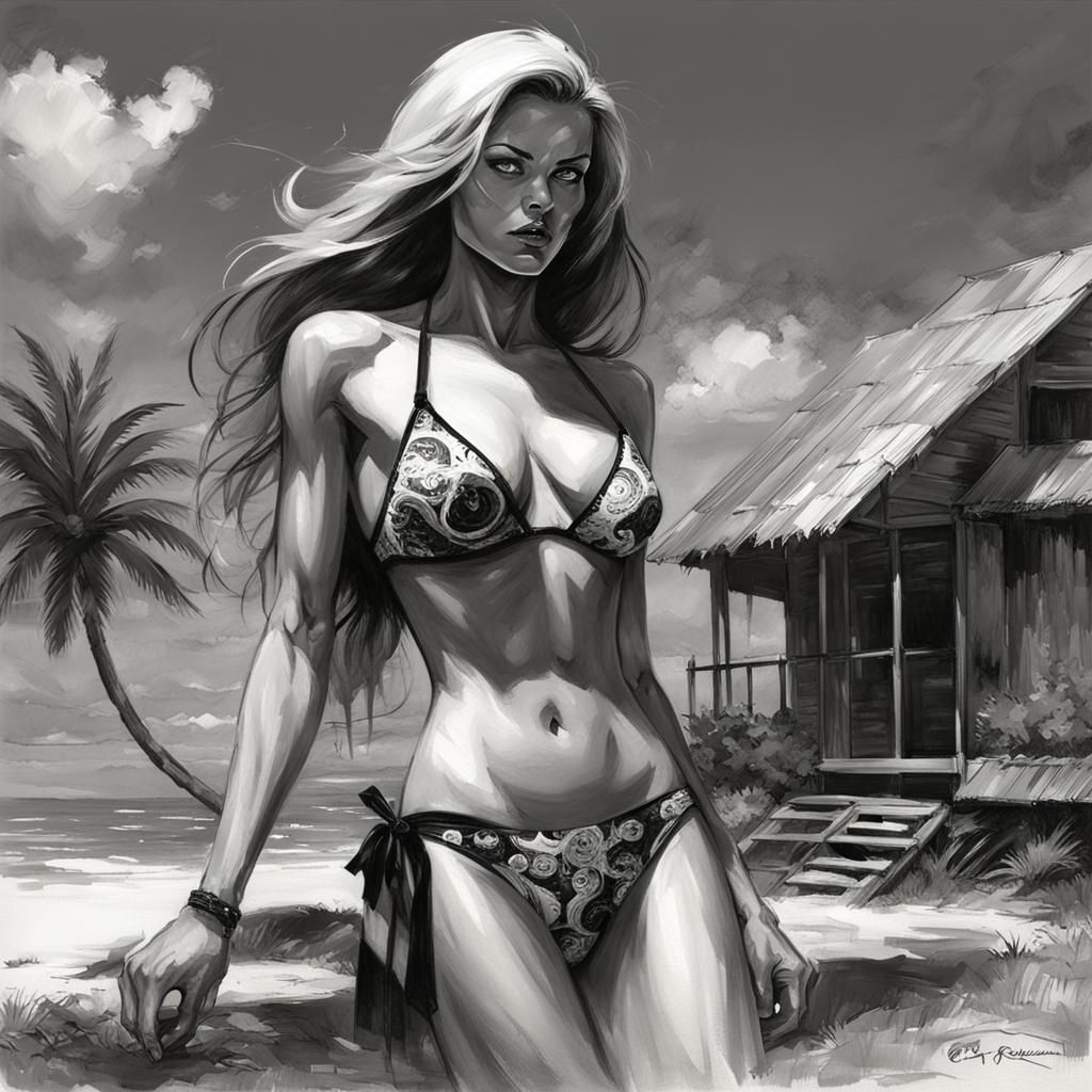 Bikini Woman in Sinister Dark Fantasy Style