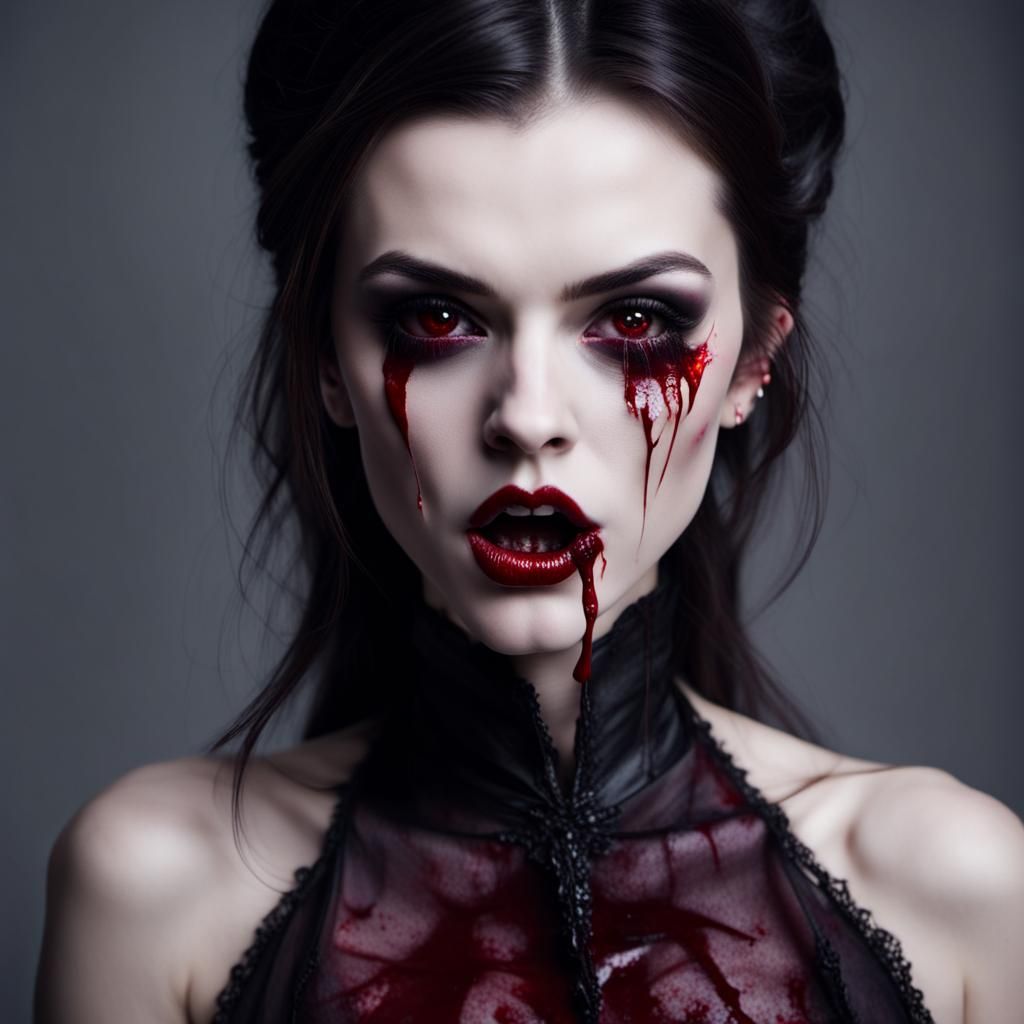 Scary Vampire with Bloody Lips