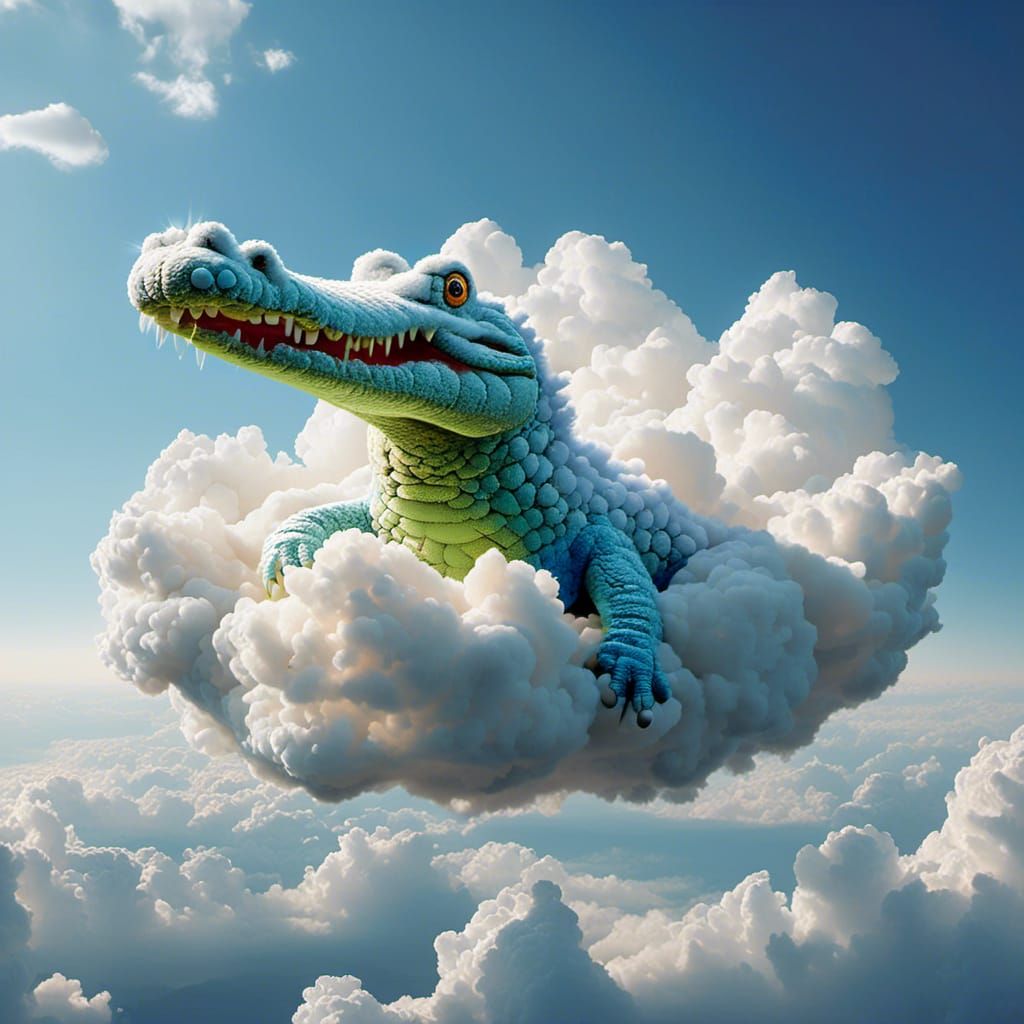 Floating Cloud Crocodile in the Sky
